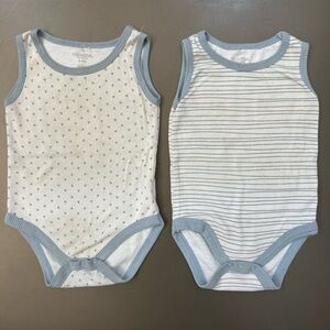 Kyle & Deena Blue and White Striped Baby Bodysuit Set of 2 - Size 6-9m